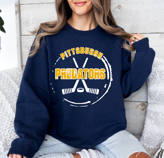 Grunge Circle Hockey - Predators Crewneck