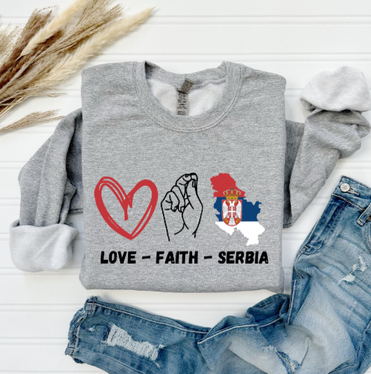 Love, Faith, Serbia - Crewneck