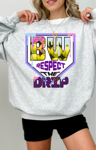Respect the Drip Crewneck - Softball Baldwin