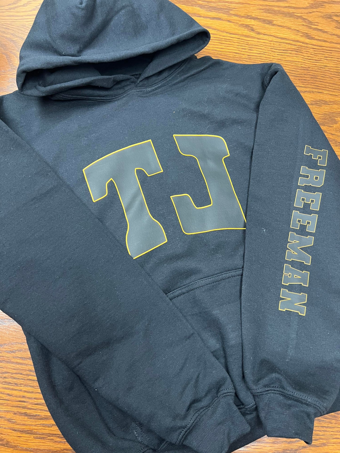 TJ Black on Black Hoodie - Send us message for name on sleeve.