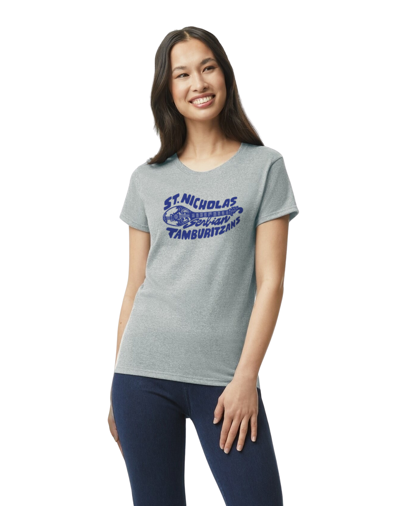 St. Nicholas Tamburitzans WOMENS cut Tee- Design on Center
