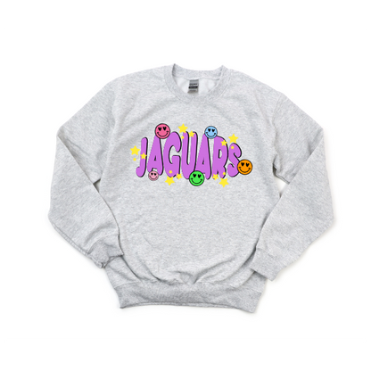 Jaguars Purple Smiley - Crewneck