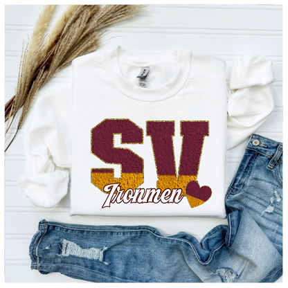 Printed School Spirit Varsity Letters - Steel Valley Crewneck