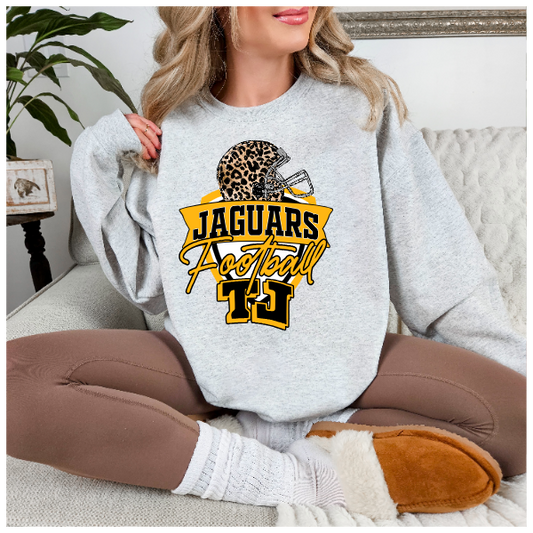 TJ Football Crest Crewneck - Leopard Football Helmet