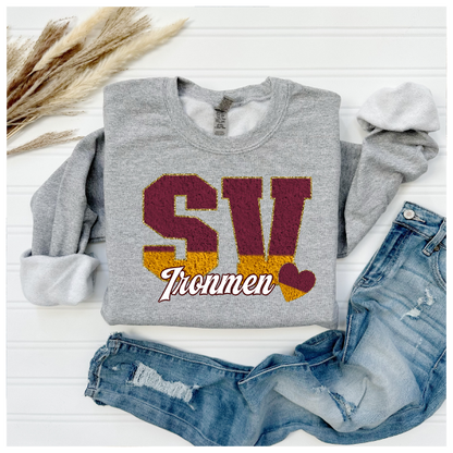 Printed School Spirit Varsity Letters - Steel Valley Crewneck