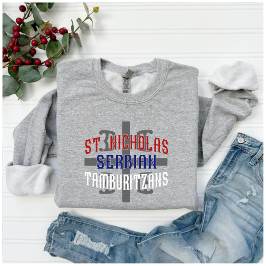 St. Nicholas Tamburitzans Crewneck Sweatshirt- CCCC - Design on Center