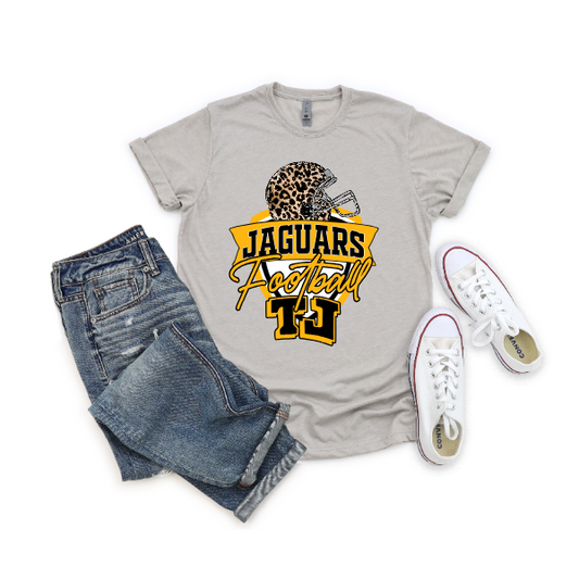 TJ Football Crest Tshirt - Leopard Football Helmet