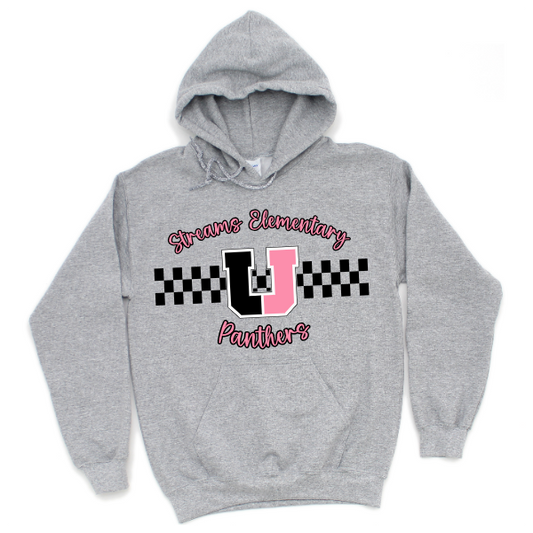 Pink Checkered USC Streams Elementary Panthers Hoodie