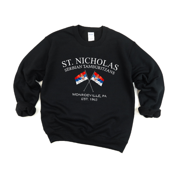 St. Nicholas Tamburitzans Crewneck Sweatshirt- EST.1963- Design on Center