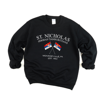 St. Nicholas Tamburitzans Crewneck Sweatshirt- EST.1963- Design on Center