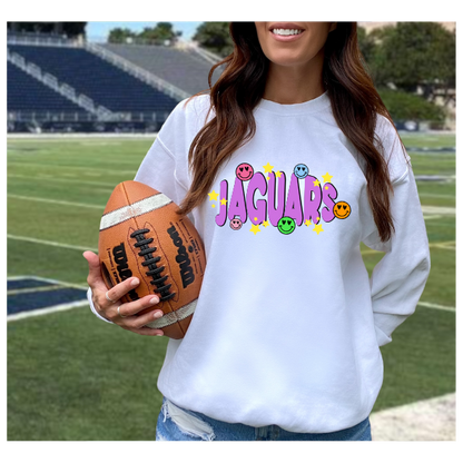Jaguars Purple Smiley - Crewneck