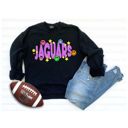 Jaguars Purple Smiley - Crewneck