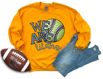 We Are - Jeweled Softball Titans Crewneck