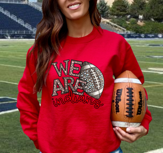 We Are - Jeweled Football Crewneck Indians