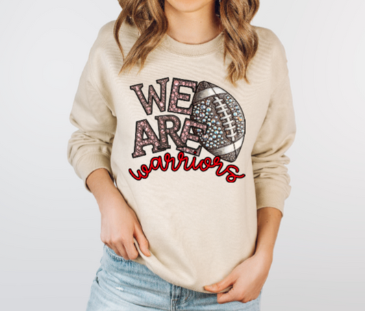 We Are - Jeweled Football Crewneck Warriors