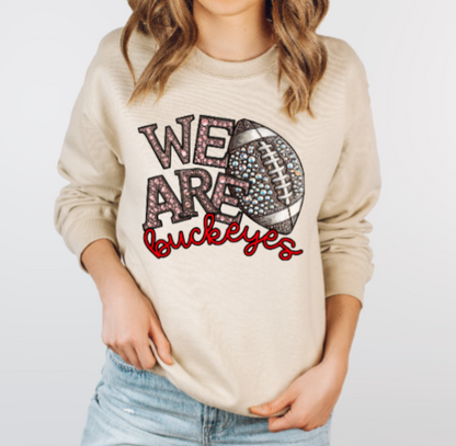 We Are - Jeweled Football TSHIRT Buckeyes
