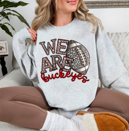 We Are - Jeweled Football TSHIRT Buckeyes