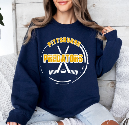 Grunge Circle Hockey - Predators Crewneck