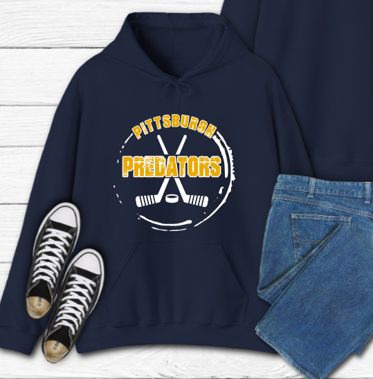 Grunge Circle Hockey - Predators Hoodie