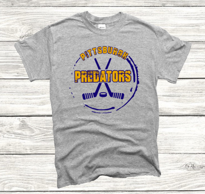 Grunge Circle Hockey - Predators Tshirt