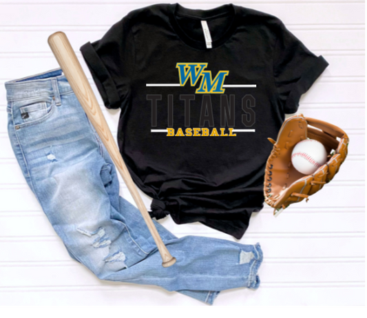 WM Baseball Black on Black - Tshirt