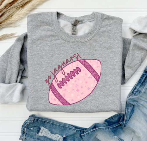 Pink Football Go Team! - TJ Jaguars Crewneck