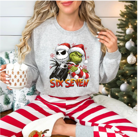 6 7 Grinch Jack Heads  - Crewneck