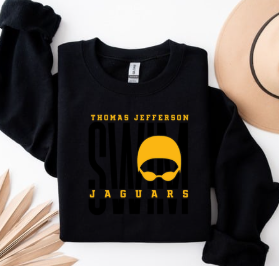 Vertical Swim Black on Black - TJ Swim Crewneck