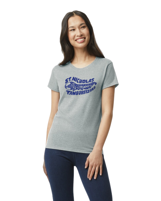 St. Nicholas Tamburitzans WOMENS cut Tee- Design on Center